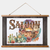 西サロン砂漠サボテンのドアカバーサイン 吊り下げ型タペストリー (正面)