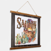 西サロン砂漠サボテンのドアカバーサイン 吊り下げ型タペストリー (傾斜あり)