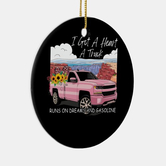 西サンセット女性のカーボーイ得Iトラックのようなハート セラミックオーナメント (右)