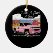 西サンセット女性のカーボーイ得Iトラックのようなハート セラミックオーナメント (正面)