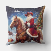 西サンタクロースがクリスマスに馬に乗る クッション (裏面)