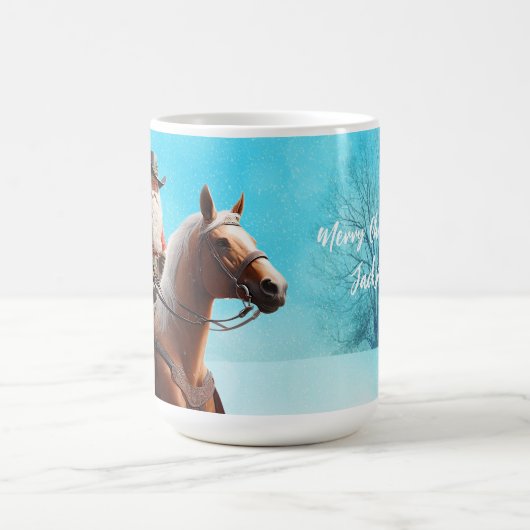 西サンタクロースがクリスマスに馬に乗る コーヒーマグカップ (中央)