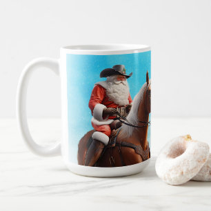 西サンタクロースがクリスマスに馬に乗る コーヒーマグカップ