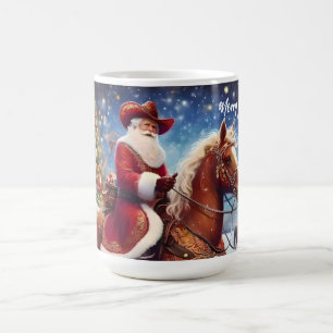 西サンタクロースがクリスマスに馬に乗る コーヒーマグカップ