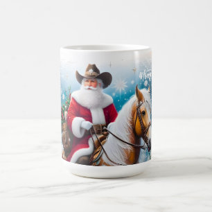 西サンタクロースがクリスマスに馬に乗る コーヒーマグカップ