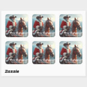 西サンタクロースがクリスマスに馬に乗る スクエアシール (シート)