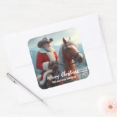 西サンタクロースがクリスマスに馬に乗る スクエアシール (封筒)