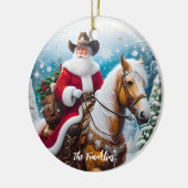 西サンタクロースがクリスマスに馬に乗る セラミックオーナメント (左)