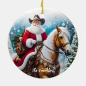 西サンタクロースがクリスマスに馬に乗る セラミックオーナメント (裏面)
