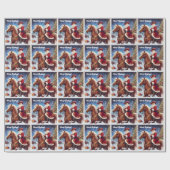 西サンタクロースがクリスマスに馬に乗る ラッピングペーパー (フラット)