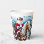 西サンタクロースがクリスマスに馬に乗る 紙コップ (裏面)