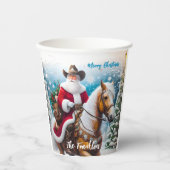 西サンタクロースがクリスマスに馬に乗る 紙コップ (正面)