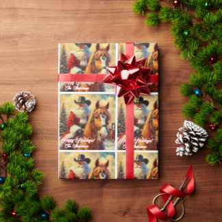 西サンタクロースと馬のクリスマス ラッピングペーパー