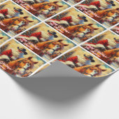 西サンタクロースと馬のクリスマス ラッピングペーパー (角)