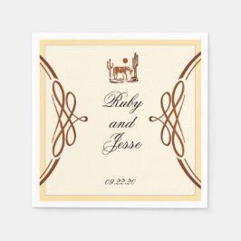 西スタイリッシュ暗褐色結婚の スタンダードカクテルナプキン