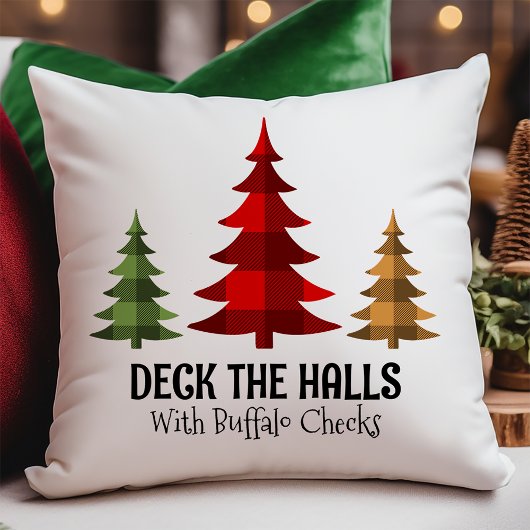 西スタイルバッファローがクリスマスツリーをチェック クッション