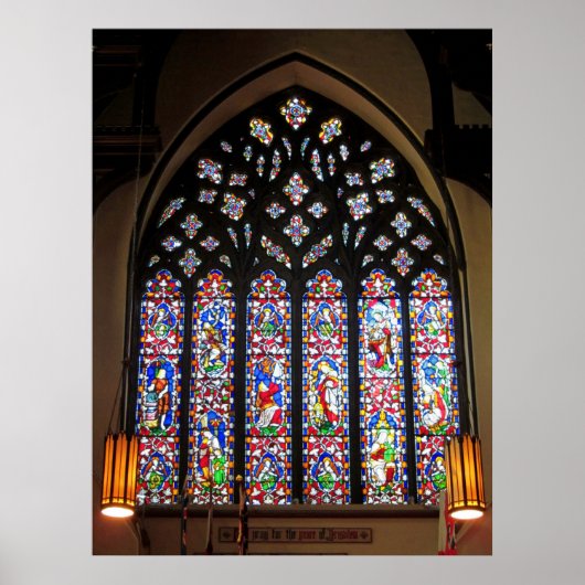 西ステンドグラス窓キリスト教会大聖堂 ポスター (正面)