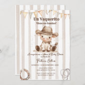 西スペインのバケリトカウボーイベビーシャワー 招待状 (正面/裏面)