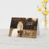 西セピアトーンの馬好き用悔やみや弔慰 カード (黄色い花)