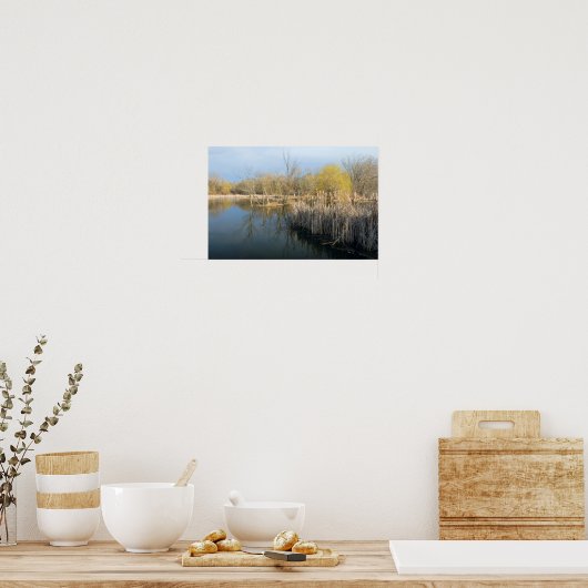 西セントポール湿地帯の葦と木 ポスター (キッチン)