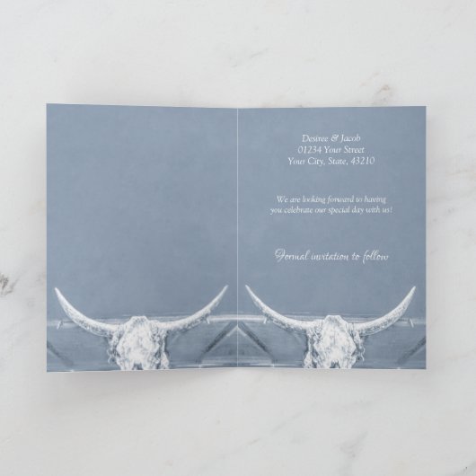 西ダスティ素朴ブルーホワイト日付を保存 案内状 (内部)