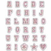 西テーマフォントピンクペイズリーアルファベット文字 シール (正面)