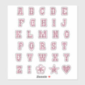 西テーマフォントピンクペイズリーアルファベット文字 シール (シート)