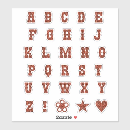 西テーマフォント赤ペイズリーアルファベット文字 シール (シート)