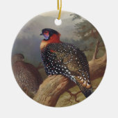 西トラゴパン、バードイラスト セラミックオーナメント (正面)