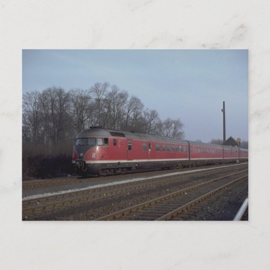 西ドイツ(ドイツ連邦共和国、BB)ディーゼル鉄道車両セット、1977 ポストカード (正面)