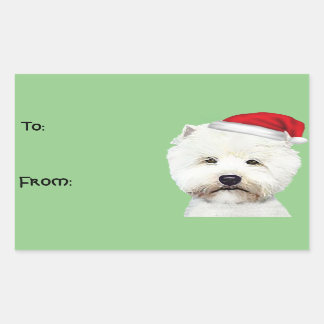 西ハイランドホワイトクリスマスギフトシール 長方形シール