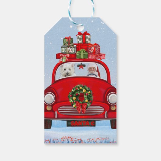 西ハイランドホワイトテリア犬とサンタクロース ギフトタグ (裏面)