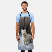 西ハイランドホワイトテリア雪のクリスマスを許可 エプロン (着用した状態)