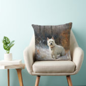 西ハイランドホワイトテリア雪のクリスマスを許可 クッション (椅子)