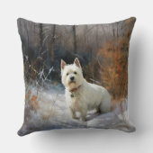 西ハイランドホワイトテリア雪のクリスマスを許可 クッション (裏面)