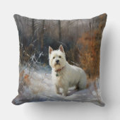 西ハイランドホワイトテリア雪のクリスマスを許可 クッション (正面)