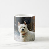 西ハイランドホワイトテリア雪のクリスマスを許可 コーヒーマグカップ (中央)