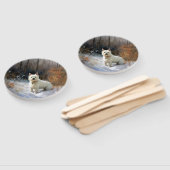 西ハイランドホワイトテリア雪のクリスマスを許可 ハンドファン (組立なし)