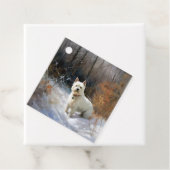 西ハイランドホワイトテリア雪のクリスマスを許可 フェイバータグ (インサイチュ)