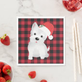 西ハイランド犬とサンタハットバッファロープレイド スタンダードランチョンナプキン (インサイチュ)