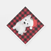 西ハイランド犬とサンタハットバッファロープレイド スタンダードランチョンナプキン (角)