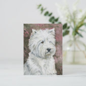 西ハイランド白テリア犬のアートハガキ ポストカード (スタンド正面)