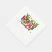 西ハウディクリスマスカウボーイハットとサボテン スタンダードランチョンナプキン (角)