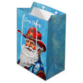 西ハットクリスマスにサンタの陽気な声 ミディアムペーパーバッグ (正面アングル)