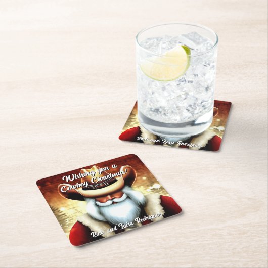 西ハットクリスマスのサンタクロース スクエアペーパーコースター (インサイチュ)