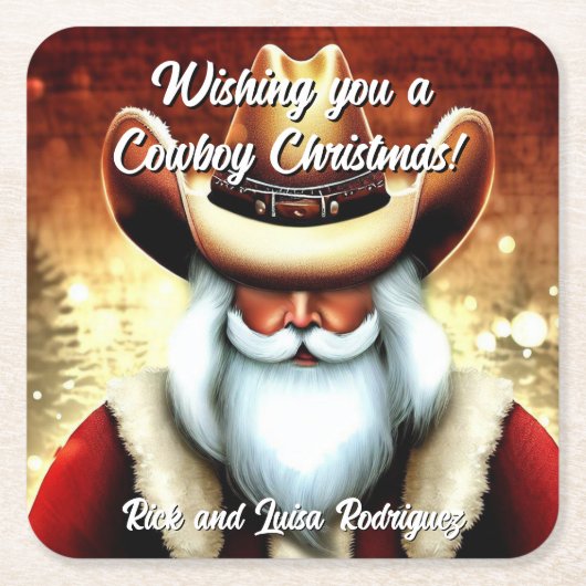 西ハットクリスマスのサンタクロース スクエアペーパーコースター (正面)