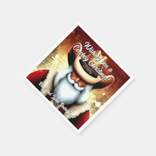 西ハットクリスマスのサンタクロース スタンダードカクテルナプキン (角)