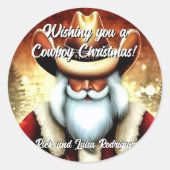 西ハットクリスマスのサンタクロース ラウンドシール (正面)