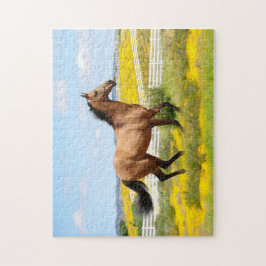 西バックスキンランニングの馬のフィールド ジグソーパズル