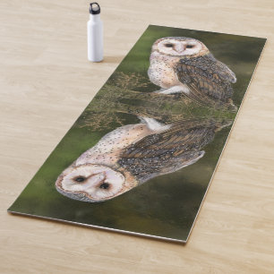西バーンフクロウミグンド水彩絵画ズ ヨガマット